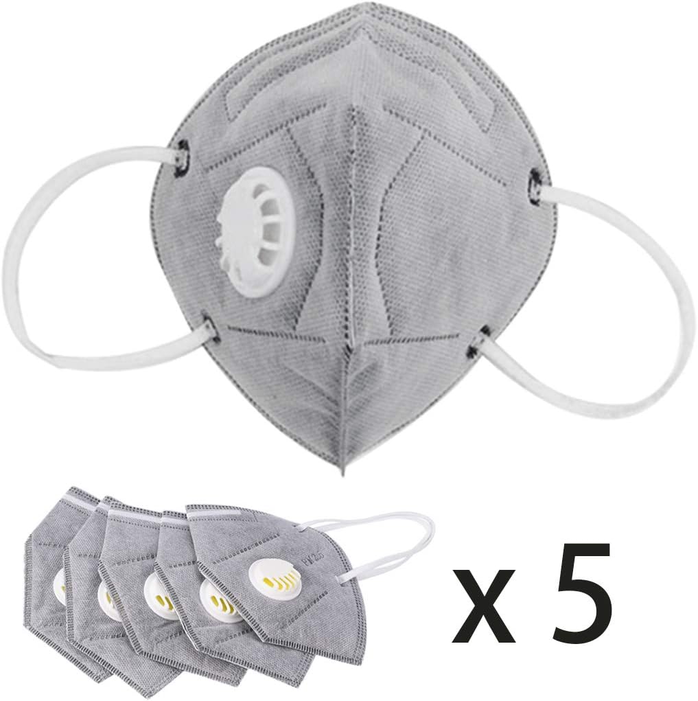 HUOYANS k n95 Mask Adult Folding Nonwoven Valved Dust Mask PM 2.5 Respirator Mouth Mask With Valve(5 pcs)