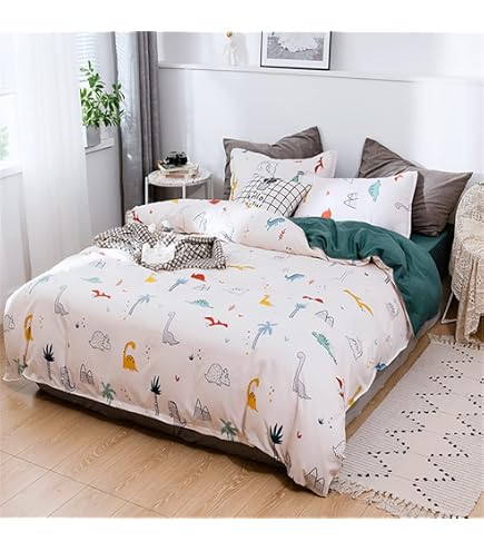 Parure De Lit 3 Pièces 100% Coton - Housse De Couette Style Bohème - Motif Feuilles Et Soleil - Décoration Chambre - 4