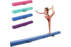FINCOME 8FT/9FT/9.5FT/10FT Folding Balance Beam, Portable Gymnastics Beam Equipment with Non Slip Rubber Base & Suede Cover for Training/Practice/Professional Home Exercise