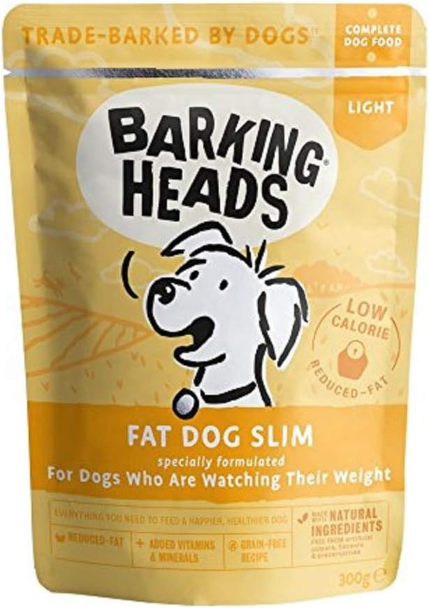 Barking Heads Low-Calorie Wet Dog Food, Fat Dog Slim (10x300g), 85% Natural Free-Run Chicken with No Artificial Flavours