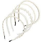 HaiFafafaing 5 Pcs Pearl Headband for Girls White Bridal Pearl Headbands With Pearls Hairbands Elegant Pearls Headpiece Elegant For Women Girls Wedding