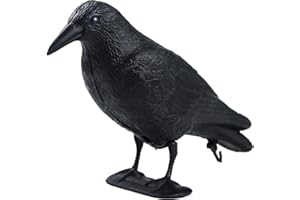 CYTGOUPER Realistic Crow Decoy, Life Sized Simulation Crow Statue Hunting Bait Decoys Black Crow Figuring,Flying Bird Props for Party Outdoor Garden Decoration (1PCS)