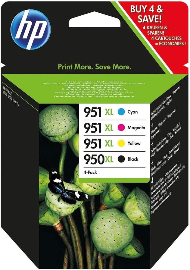 HP 950XL Black 951XL Cyan Magenta Yellow Genuine Ink Cartridge 4 Pack