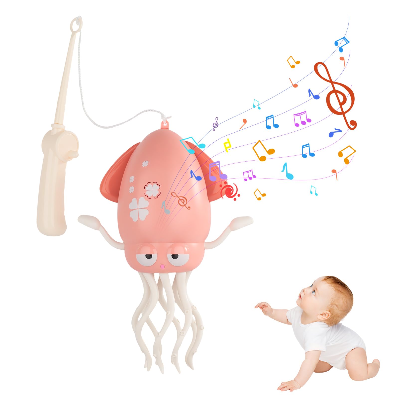 STEFUEWILL17 Octopus Toy - Smart Automatic Obstacle Avoidance, Interactive Sensory Play, Fishing Mode Electronic Octopus Legs, Pink