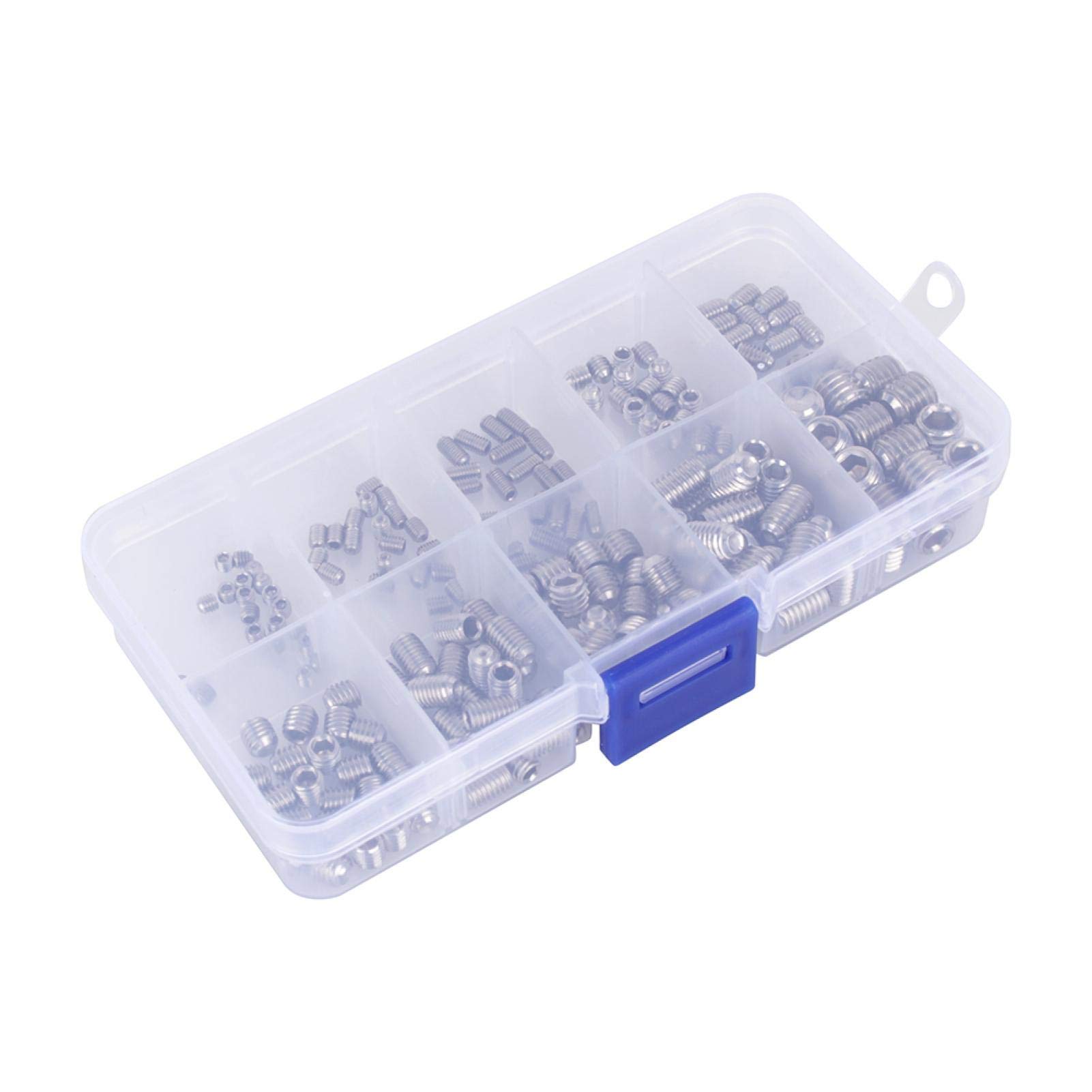 Set Screw Kit, 200pcs One Box of Multi-Size Hex Set Screw Assortment Kit Hex Set Screw Cup M3 M4 M5 M6