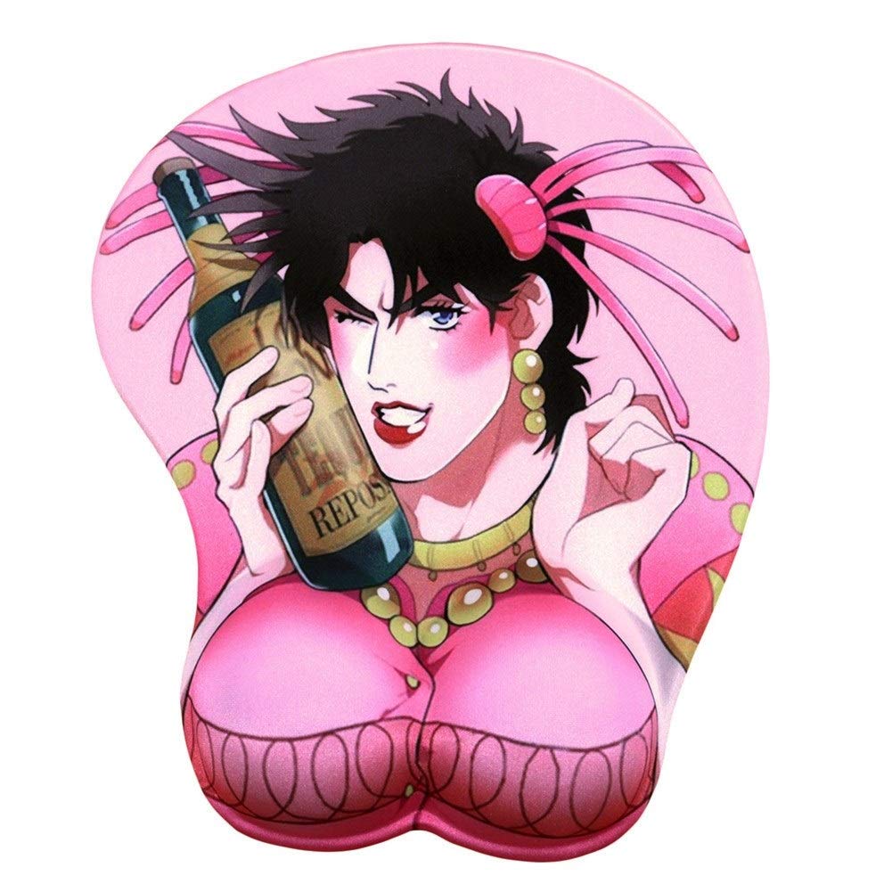 JZHD JoJo's JosephJoestar 3D Wrist Rest Mouse Pad for Jo Jo Bizarre Adventure Mousepad for PC Laptop and Office, 5.5 x 21.5 cm, Used in Office, Home, etc (Color : Pink)