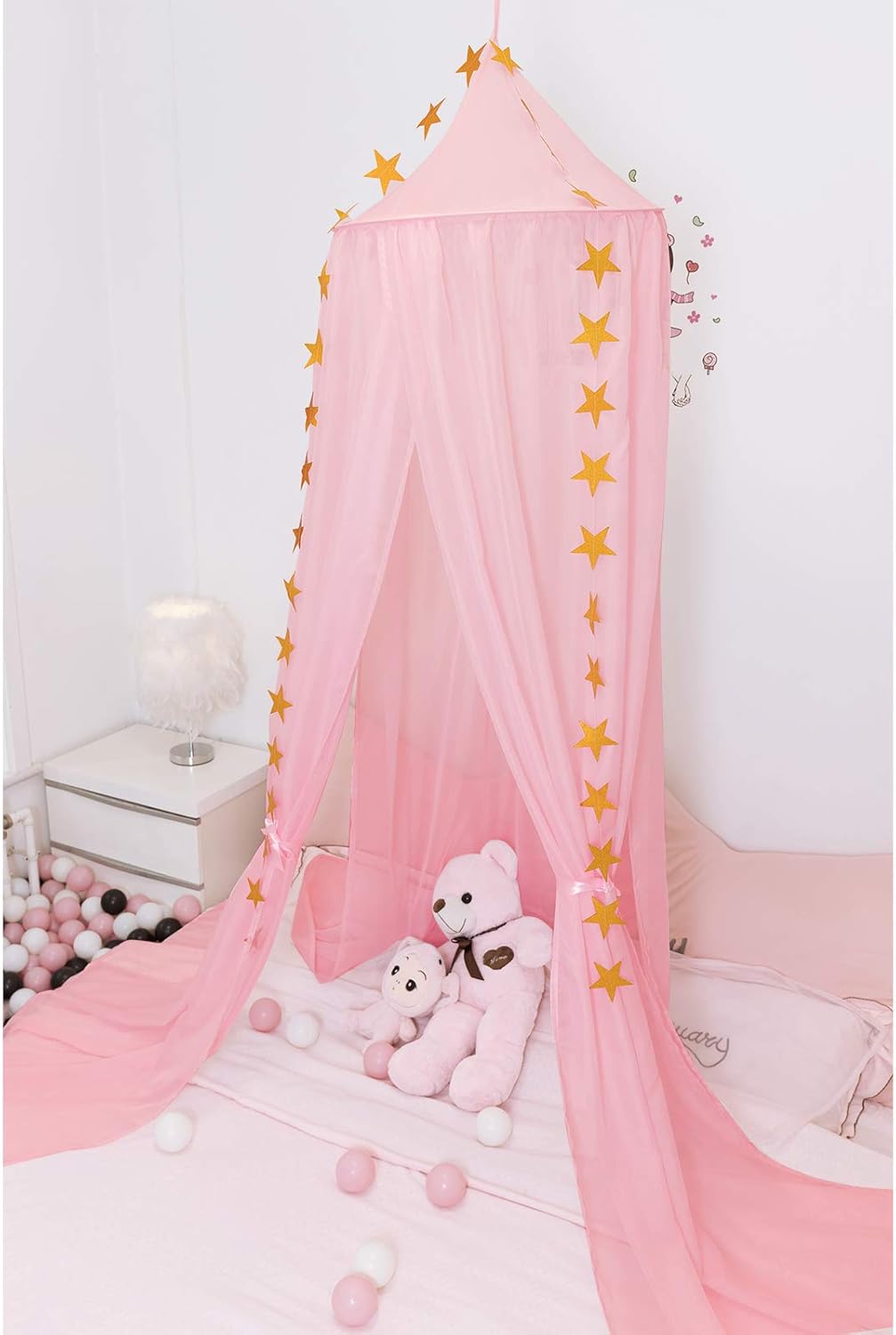 Woltu Bvh003rs Ciel De Lit Moustiquaire Lit Bebe Avec Decoration Etoiles Rose Accessoires De Literie Matelas Et Linge De Lit Eng Bouldermicrofinance Org