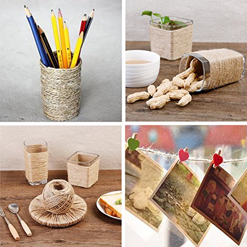 Zicome Natural Jute Twine for Crafts Decoration Gift Wrapping Gardening Applications, Rolls of 4, Total 1200 Feet - Thumbnail 6