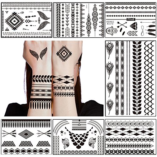 Tafly lace black chains tattoo waterproof body henna tr…