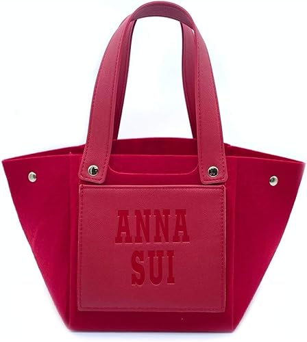Amazon アナスイ Anna Sui ハンドバッグ ランチトート ロゴ 赤 レッド 通勤 ビジネス 通学 スクール サブバッグ ランチ お弁当入れ フェルト生地 Pu合皮 異素材 鞄 かばん カバン Anna Sui アナスイ ハンドバッグ