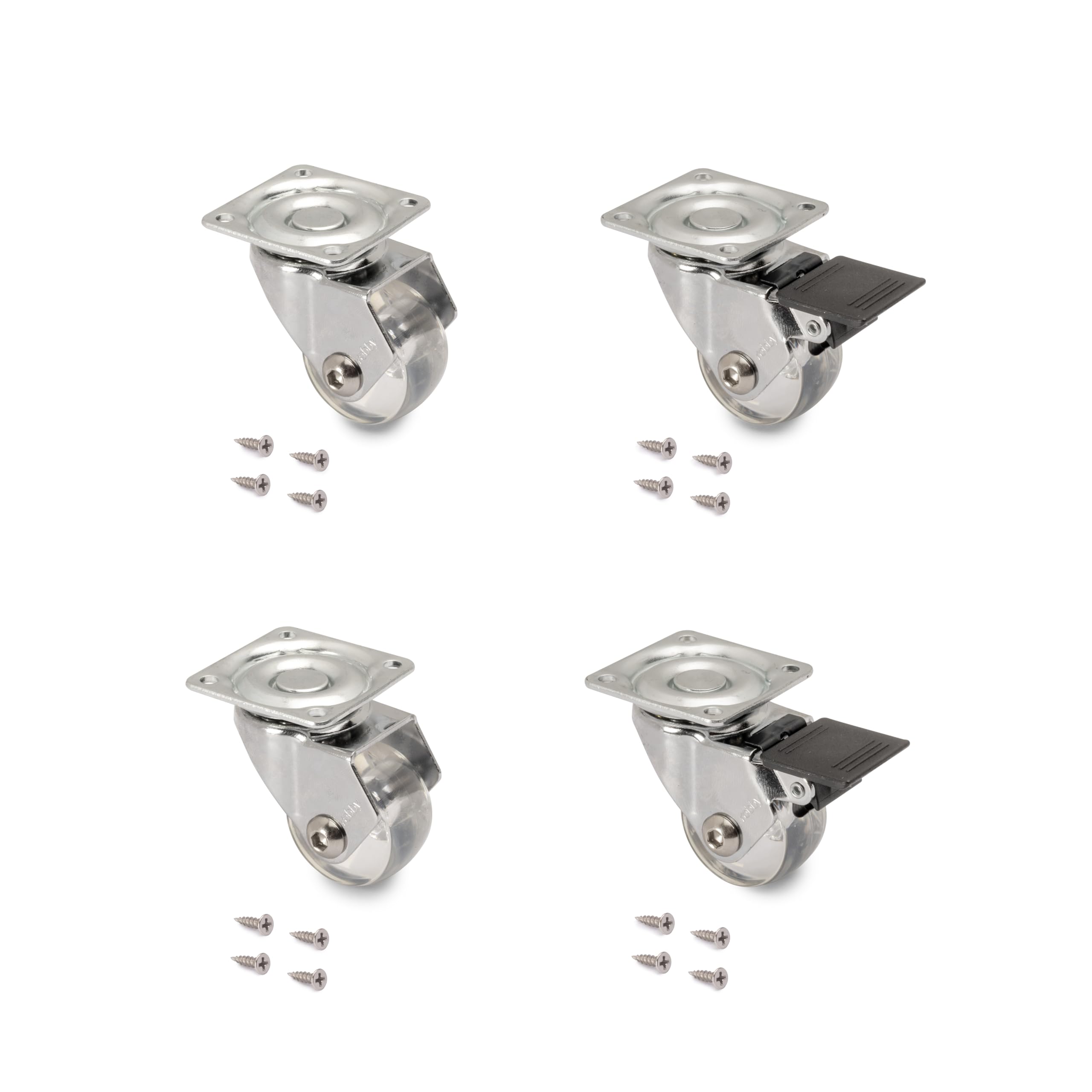 Emuca - Caster Wheels with a mounting Plate, Ø 35mm (1,3 inch), Steel and Plastic