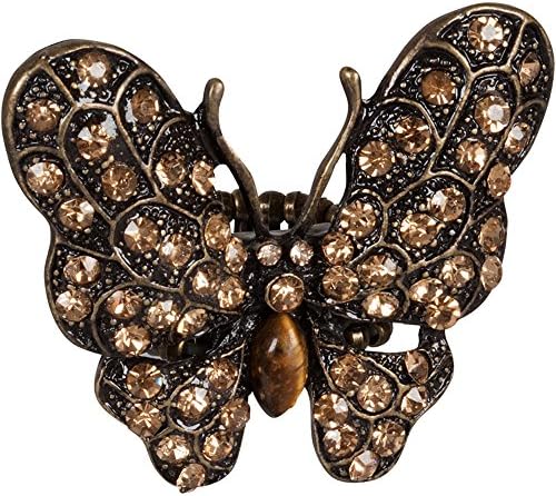 Heirloom Finds Brown Crystal Tiger Eye Butterfly Stretch Ring