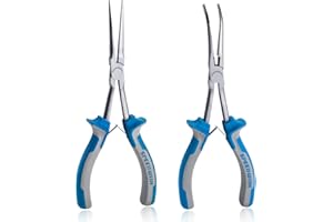 SPEEDWOX 2PCS Long Reach Needle Nose Pliers Set Long Nose Pliers & Bent Needle Nose Pliers Extra Long Pliers Tool Kit for Jew