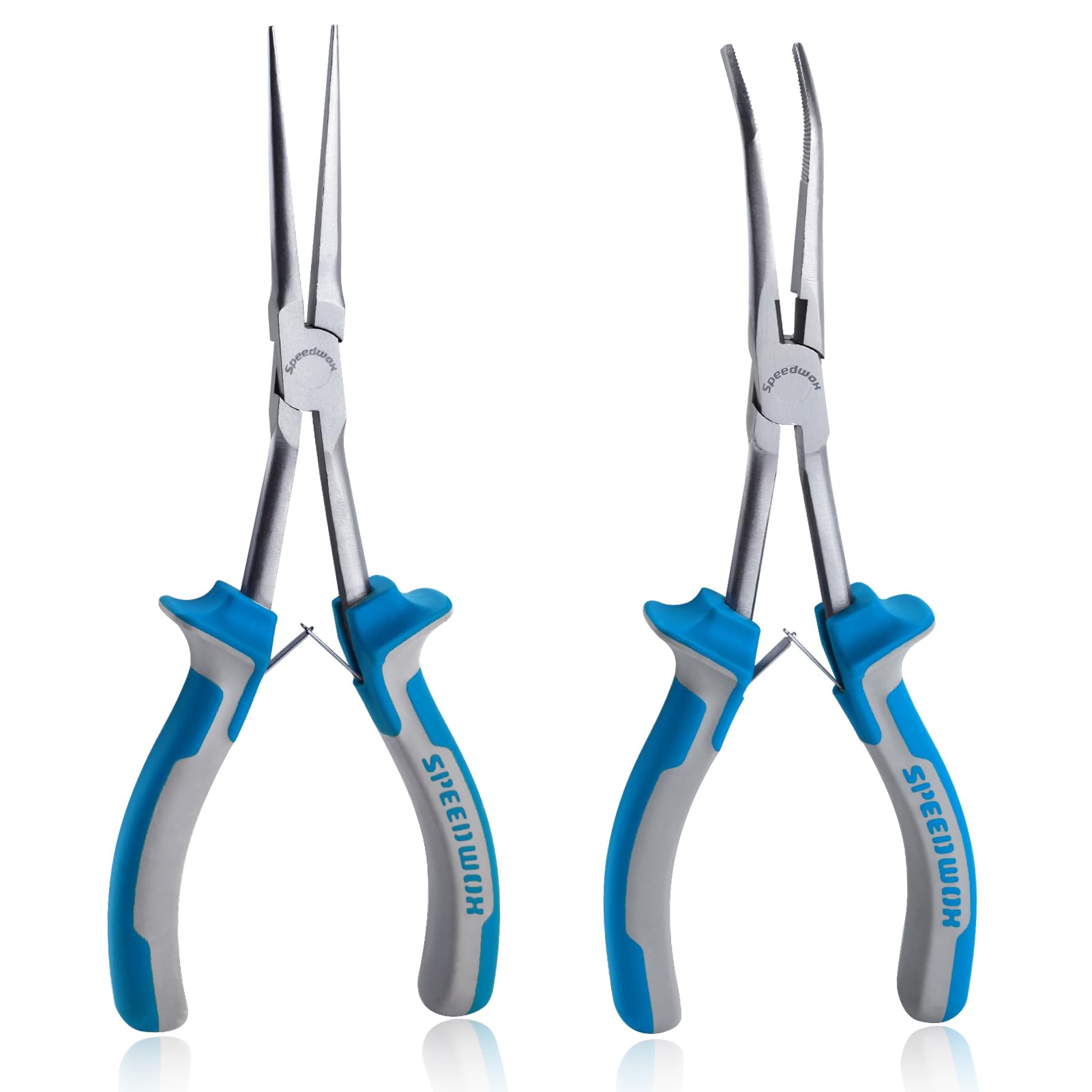 SPEEDWOX 2 Pcs Long Nose Pliers Curved Needle Nose Pliers Tool Kit for Jewelry Making, Wire Bending and Gripping Objects in Narrow Spaces