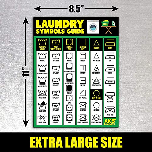 Laundry Symbols Guide Extra Large Easy to Read 8.5” x 11