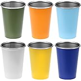 QWORK Pint Cup 17.6 oz 304 Stainless Steel Cups - 6 Pack, Stackable Drinking Cups, Beer Pint Cups