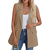 Cicy Bell Women's Sleeveless Blazer Vest Casual Open Front Single Button Summer Jacket with Pockets