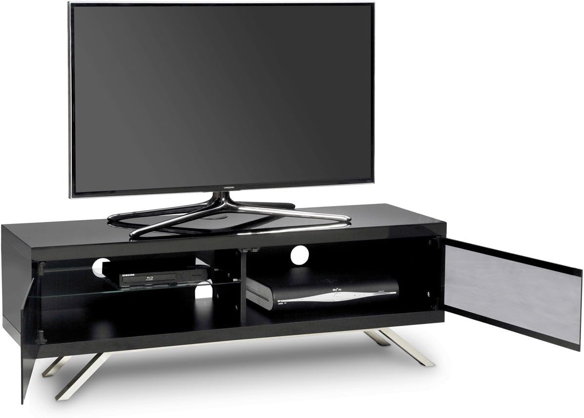 MDA Designs TUCANA 1200 HYBRID BLACK Beam Thru Remote-Friendly up to 60" Flat Screen TV Cabinet Stand, Width: 120cm - Image 5