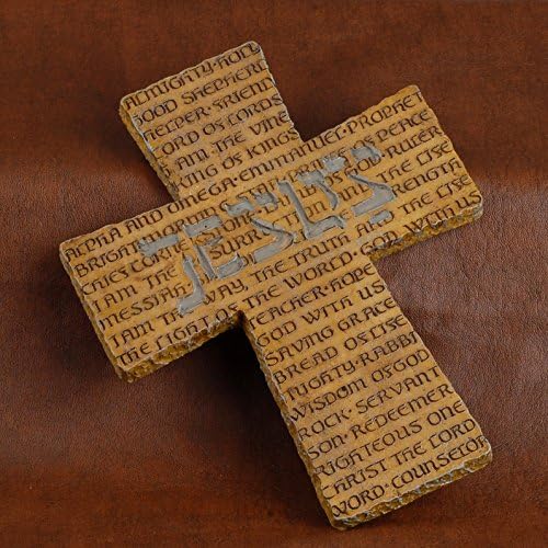 Mitchie Resin Stone Wall Hanging Jesus Christ Cross Display Plaque Ornament