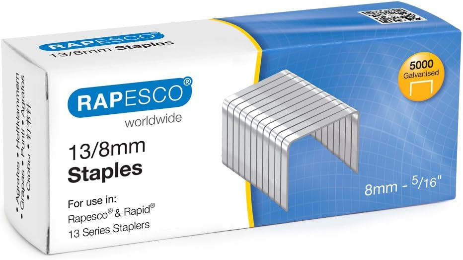 Rapesco S13080Z3 Type 13/8 mm Galvanised Tacker Staples Pack 5000