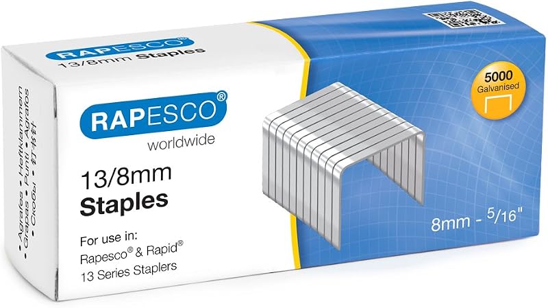 Rapesco S13080Z3 Type 13/8 mm Galvanised Tacker Staples Pack 5000