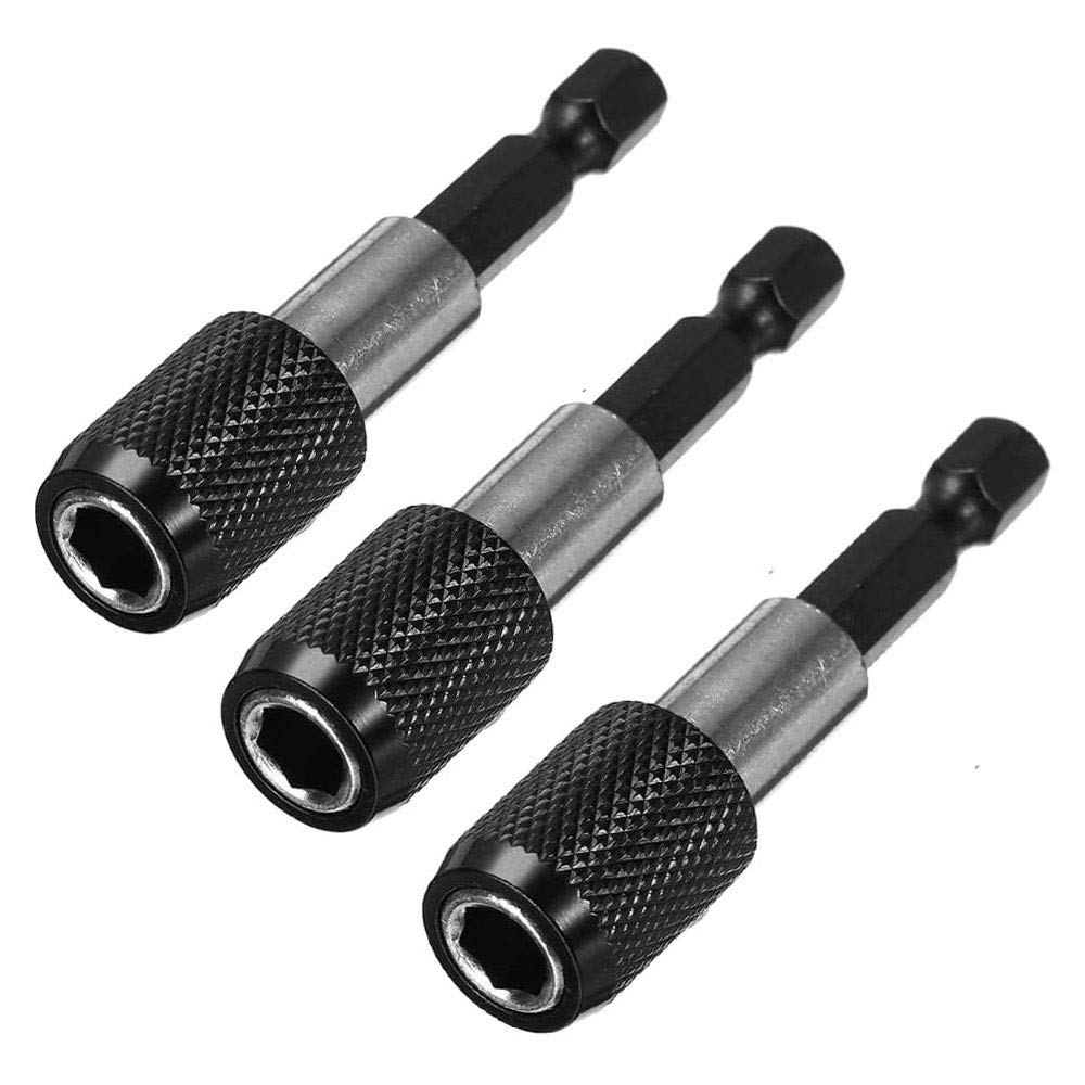 Bestgle 3 Packs 1/4 Inch Hex Shank Magnetic Extension Chuck Adapter Quick Release Bar Socket Screwdriver Bit Holder, 60mm