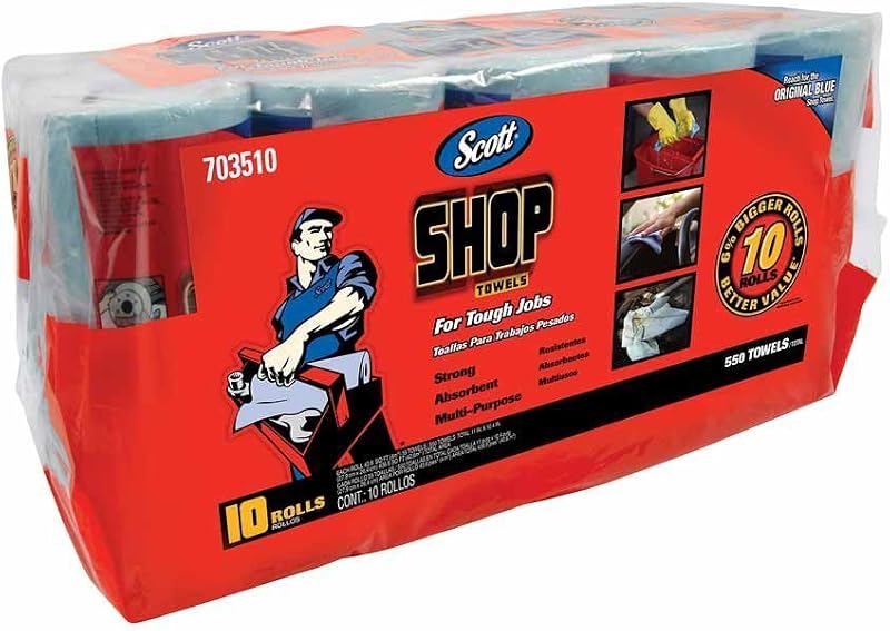 Kimberly-Clark Scott Shop Towels 75130 10 Rolls 11 x 10.4 in 41.3 sq ft each