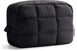 Narwey Travel Makeup Cosmetic Bag for Women, Puffer Make Up Bags Women, Quilted Makeup Organizer Pouch, Toiletry Bag Travel T