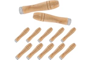 Luomorgo 12 Pcs Wooden File Handle with Metal Collars, 6 Pcs Dia. 4mm Wood Handle for 6"-8" File & 6 Pcs Dia. 5mm Wood Handle for 10"-12" File