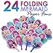 Mermaid Party Supplies: 24 Folding Mermaid Paper Fans - Variety Of Colors & Designs - Perfect For Any Mermaid Birthday Themed Party & Party Favors - Lifetime Replacement - M & M Products Online