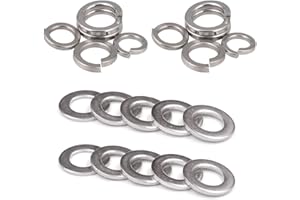 ZAYI M12 304 Stainless Steel Flat Washer and Split Spring Lock Washer Assortment Set, 50Sets /Pack (M12)