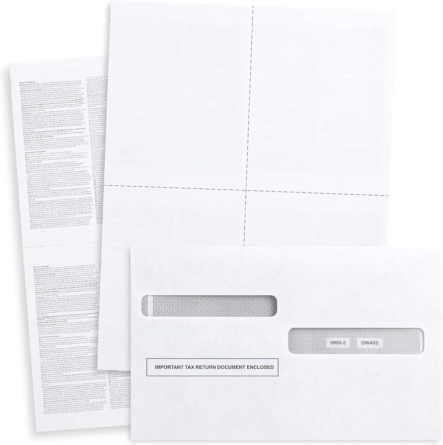 Photo 1 of 100 W2 Forms 2025 with Envelopes, Blank W2 4 UP Tax Forms, Compatible with QuickBooks, Sage and other programs, Ideal for E-Filing, Laser or Inkjet Printers, 100 Sheets and 100 Self Seal Envelopes