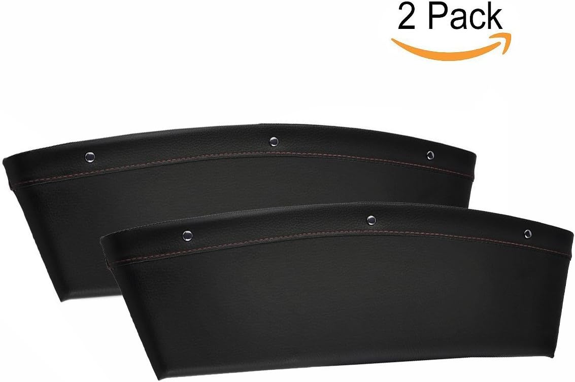 Gearmax® 2 pack Leather Car Seat Side Pocket Caddy Slit Pocket Catcher