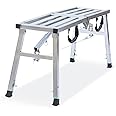Work Platform Adjustable Height Steel Portable Scaffolding Platform 380 LBS Load Capacity 38''X12 Folding Step Ladder Drywall Painting Stool (38inch)