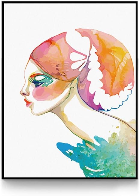 Amazon 女の子らしい スタイル アニメ ポスター 漫画 メイク 女の子 キャンバス 絵画インテリア 北欧 抽象 壁 アートパネル 水彩 版画 女の子 寝室 装飾 写真 50x60cm フレームなし アートフレーム ポスター オンライン通販