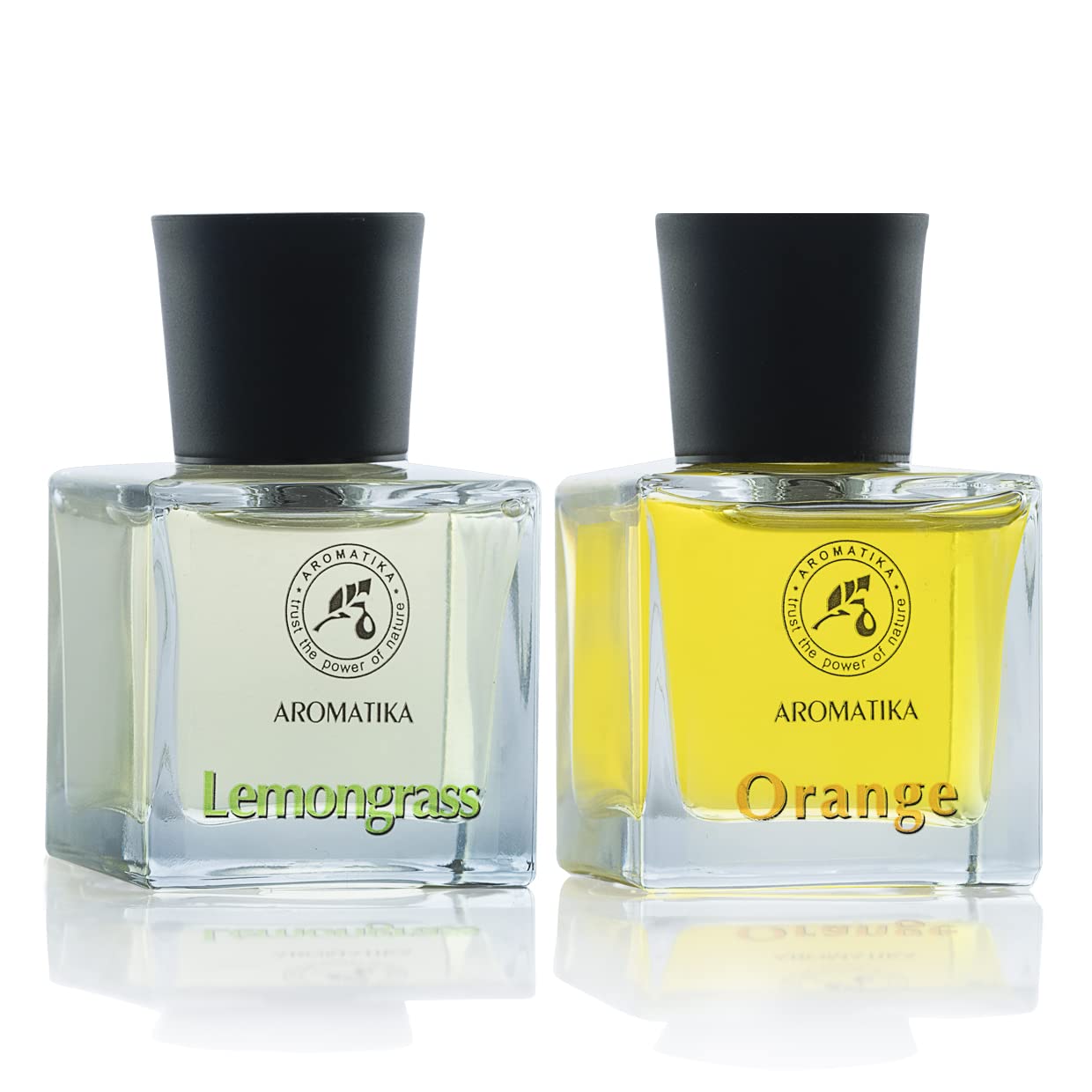 AROMATIKA Orange & Lemongrass Diffuser Set with Natural Essential Oils - 100ml / 2x50ml - Reed Diffuser - Rattan Sticks - Room Freshener - Fruit Fragrance