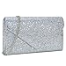 Dasein Women Glitter Evening Bags Formal Clutches Wedding Purses Party Dressy Clutch Purse Cocktail Prom Handbags (Silver)