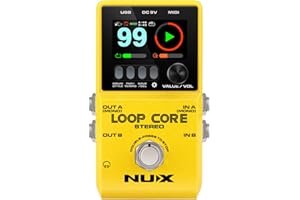 NUX Loop Core Stereo Looper Guitar Pedal, Effect Pedal for Electric Guitar, 6 Hours Record Time, Stereo Audio，MIDI Control, HD Color LCD Screen, Customize Boot-Up Picture