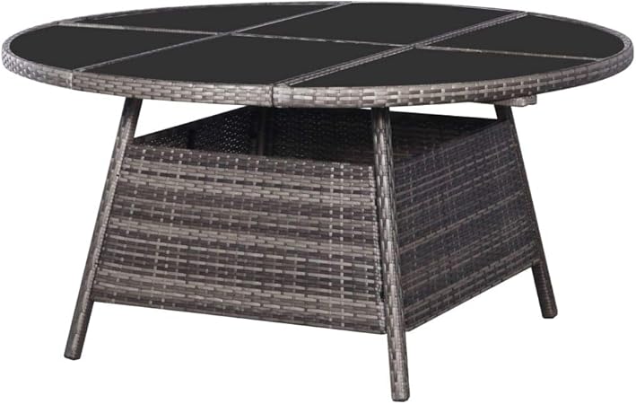 Vidaxl Garden Table Acid Glass Tabletop Steel Frame Heavy Duty Garden Furniture Outdoor Dining Table Grey 150x74cm Poly Rattan Round Amazon Co Uk Kitchen Home