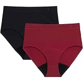 Thinx for All Leakproof Period Underwear, Holds 12 Tampons, Odor Control, Black/Rhubarb 2-Pack