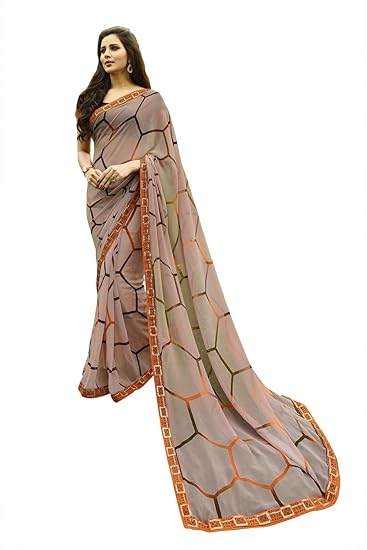 Womens Georgette Printed Saree with Blouse Piece (SSSR7524SHNPL009, Multicolour)