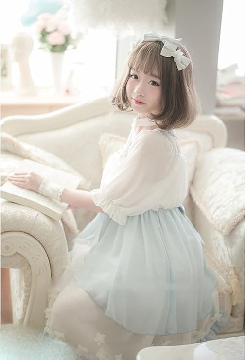 ナインスコード 9thcode ゆめかわいい ワンピース パステルカラー フリル リボンがかわいい パステルみずいろ L ワンピース チュニック 通販 Amazon