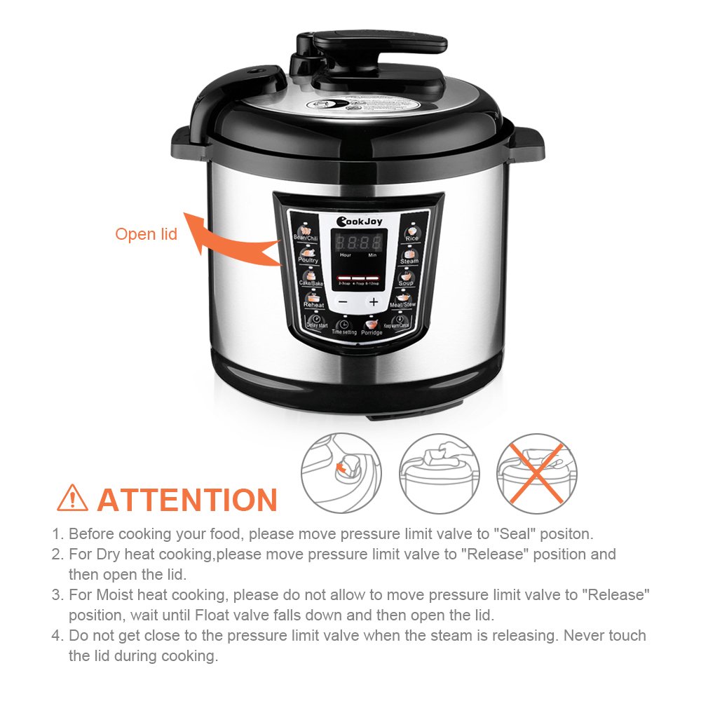 Multifunction Electric Pressure Cooker 6 Litre 8-in-1 Programmable Multi-Cooker with Stainless Steel Inner Pot