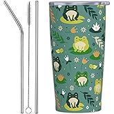 Yobvec Frog Tumbler with Lid and Straw, 20 Oz Stainless Cup Steel Insulated Water Bottle Travel Coffee Mug