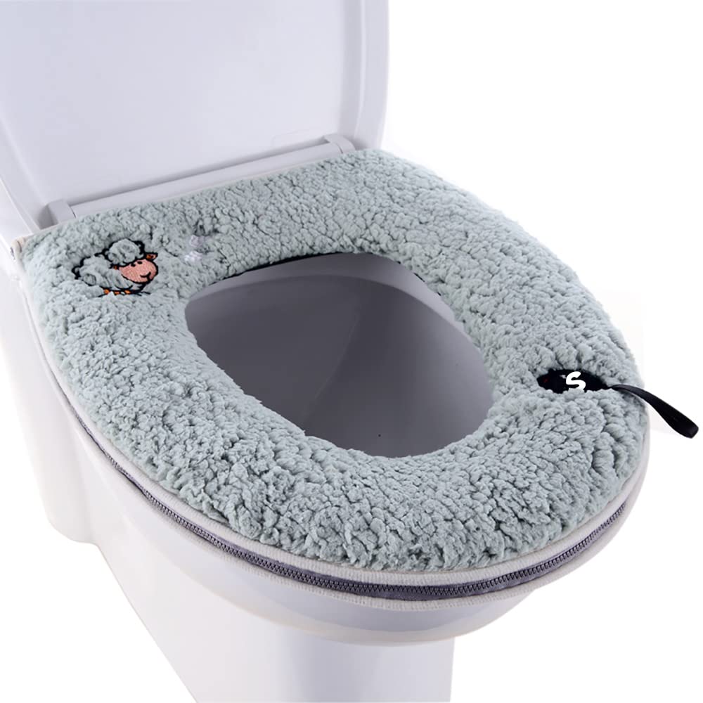 Warm Plush Washable Thicken Toilet Seat Cover Pads Mat with Handle and Zipper
