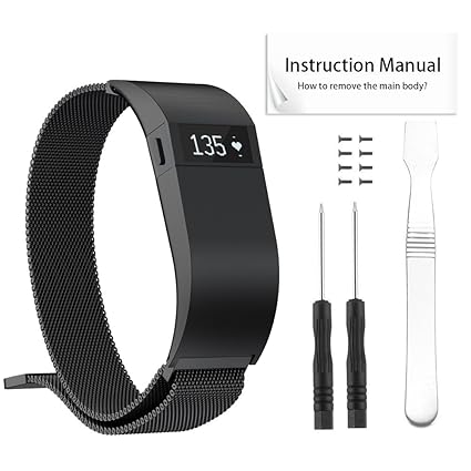 tosenpo Der Ersatz Fitbit Charge HR-Armbänder- Mailändische Schlaufe, Edelstahl-Armband, Smartwatch-Armbänder mit einzigartig