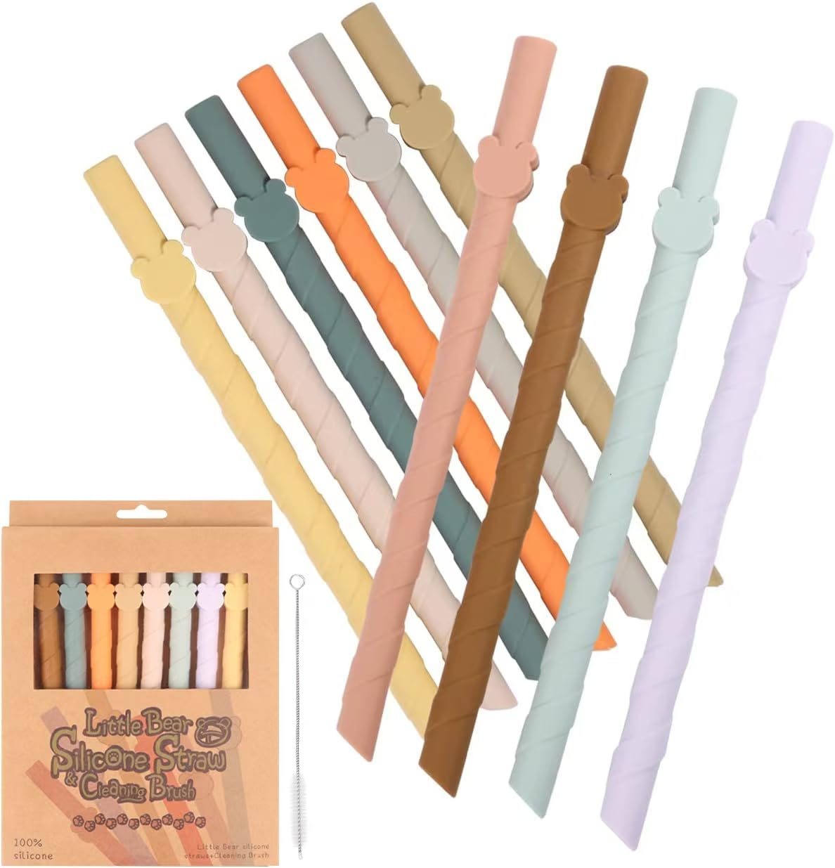 Photo 1 of Reusable silicone straws for kids and adults - Dishwasher safe - 10 PCS 6.8 inch, BPA free, food grade multi-coloured straws for smoothies, shakes, drinks - Foldable for home and travel use