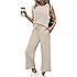 SAMPEEL Two Piece Sets for Women Casual Travel Vacation Outfits Summer Wide Leg Crop Pants Lounge Sets
