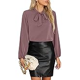 CZYINXIAN Womens Dressy Chiffon Blouse Business Work Casual Tie Neck Shirt Tops