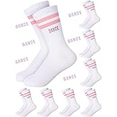 Halfchet Dance Themed Embroidered Crew Socks Valentines Dance Team Gifts Bulk for Teacher Dancer Lovers Women
